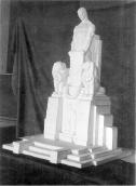Pomník (1) v Městských sadech. Model pomníku. V ateliéru J. Mayerla 1911