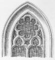 Kostel sv. Mikuláše. Gotické okno v presbytáři. Grueber 1864