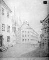 Budova gymnasia. Pohled ze Školní ulice. Kitzler 1871