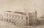 Tělocvična. Projekt A. Haberzettla pro stavbu nové synagogy, pozdější tělocvičny. Kolem 1870
