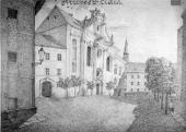 Klášter klarisek. Kostel a Františkánské náměstí. J. Kritzler 1869