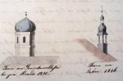 Klášter dominikánů. Věže 1420 a 1846. Prökl 1846