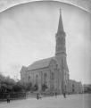 Evangelický kostel. Kostel a fara od SZ. J. Haberzettl 1900