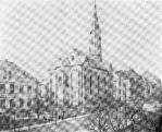 Evangelický kostel. Kostel a fara od SV kolem 1910