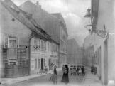 Klášter milosrdných sester. Před přístavbou školy. Pohled k Dlouhé ulici. J. Haberzettl 4.5.1905