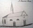 Kostel sv. Jana. Kresba V. Prökla 1845